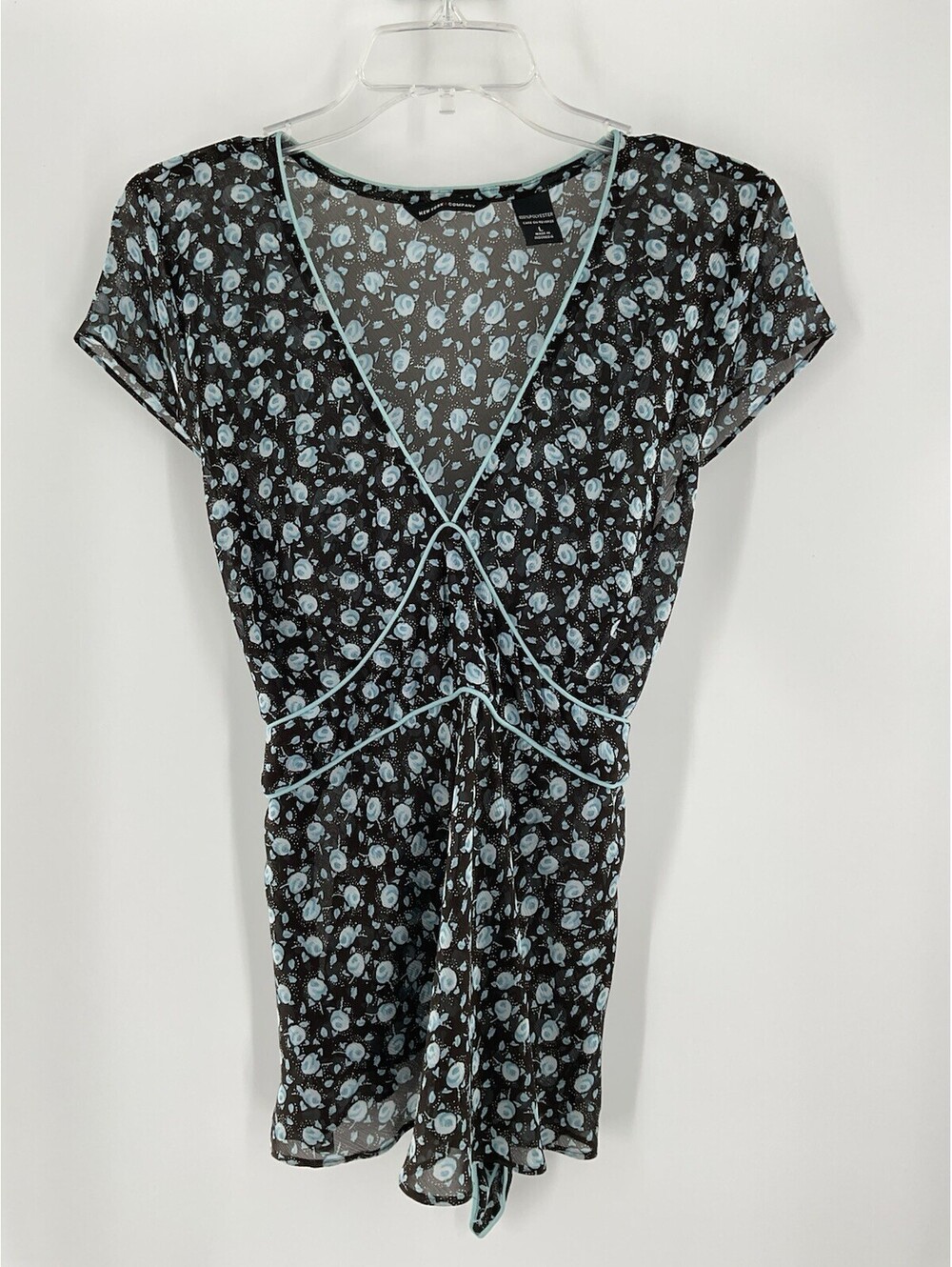 New York & Company Women’s Large V-Neck Blouse Floral 119